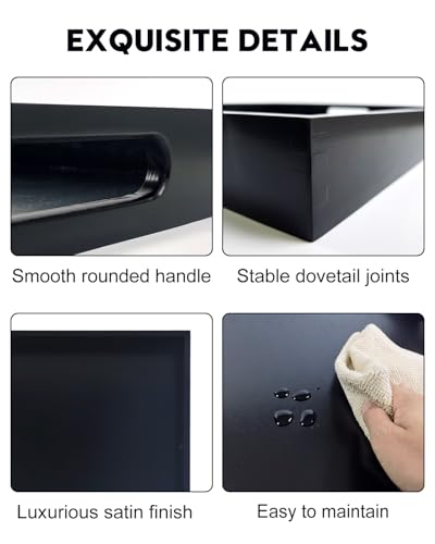 22 Inches Square Wood Ottoman Tray Black, Extra Large Wooden Serving Tray with Handles for Living Room, Serving Food Breakfast, Ottoman Coffee Table Couch Sofa Kitchen - size: 22" x 22" x 2.2"