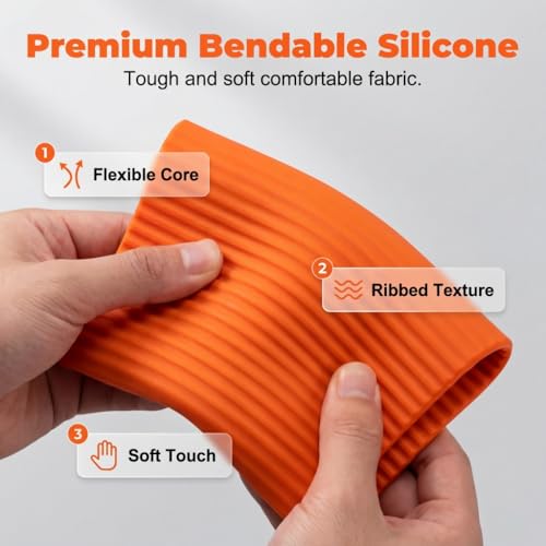 Silicone Phone Stand with Aluminum, Flexible Foldable Phone Holder, Bendable Adjustable Anti-Slip Desktop Stand for Phone Tablet Laptop, Portable Rollable Multi-Angle Stand for Home (Orange) - color: Orange