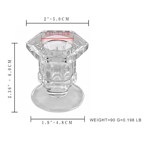 Candlestick Holders - 24 Pack Glass Candlestick Holders, 2.36" Height Clear Taper Candle Holders for Candlesticks, Small Centerpiece for Wedding, Festival, Party Decor (24, Clear)
