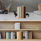 Novabright Wiener Dog Dachshund Silhouette Metal Bookends Set of 2 Dachshund Book Ends for Shelves Decorative Bookshelf Home Office Desk Bookshelf Decor Gift for Dog Lovers and Reading Enthusiast