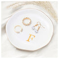 ProCase Ceramic Jewelry Tray, Initial Ring Dish Trinket Plate Engagement Gift, Small Personalized Monogram Ring Bowl for Wedding, White Decorative Jewelry Holder for Women Vanity -Letter F - style: F