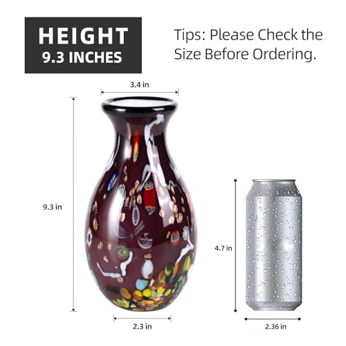 KAMMAK Colored Glass Vase, Beautiful Hand Blown Decorative Vase, Modern Art Vase for Flower Mantle Dining Table Centerpiece, Entryway Living Room Wedding Decoration (JG2052) - style: JG02052