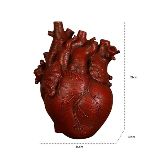 Vase Flower Vases Heart Shaped Decor Resin Flower Pot Modern Unique Nordic Art Style Decorative Vase for Home Wedding Gift Desktop Living Room Decoration - Red - color: Red