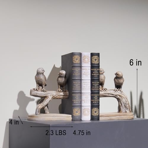 Decorative-Bookends Birds Book-Ends Heavy Duty - Unique Book Ends to Hold Books Heavy Duty Antique Book Stoppers for Shelf Office Desk Books Stand Organizer 2.3 LBS 4.75 * 4 * 6 in Newman House Studio - color: Bird