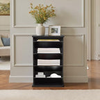 Narrow Side Table with Charging Station Slim End Table with Magazine Book Holder Organizer Rack & Storage Bag, Small Space Skinny Thin Nightstand Couch Sofa Bed Side Table for Bedroom, Living Room