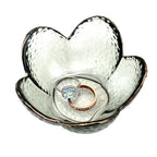 Black Flower Ring Dish Jewelry Tray, Small Glass Trinket Tray for Rings Earrings, Present for Wife Mom Daughter Women - color: Black