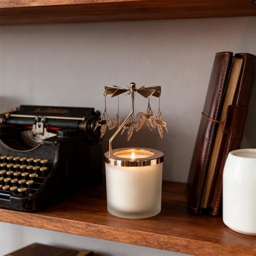 kingnero Lavender Scented Candle Carousel Rotary Candle Holder Spinning Tea Light Holder Birthday Gifts for Women, Mom, Wife, Girlfriend, Sister, Female Friends, (Golden Hummingbird) - color: Golden Hummingbird