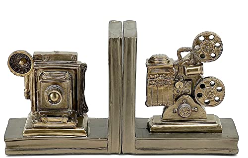 Bellaa 24971 Camera Bookends Retro Projectors Book Ends Library Bookshelves Support Decorations Crafts Study Offices Wine Cabinets Desktop