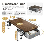 PEGZONE Desk Extender Tray, 24" x 12" Clamp On Desk Shelf, Desk Extension with Storage Drawer, Table Desk Arm Rest, Clamp On Keyboard Tray for Office and Home, Workstation Organizer, Medium, Walnut - size: 24 x 12 inch, style: Walnut with Drawer