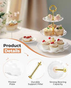 Kootek Dessert Cupcake Stand, 10pcs Dessert Table Display Set, 3 Tiered Cup Cake Holder Tower Stand Riser& Cookie Serving Trays for Wedding, Tea Party, Birthday, Baby Shower - color: Gold & White, size: 10 Set