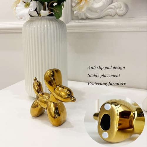 Modern Balloon Dog Decorative Sculpture,Ceramic Dog Figurines Statues Contemporary Art Decor for Living Room,Bedroom,Desk,Bookshelf,Shelf,Coffee Table, Fireplace Mantel (Gold) - color: Gold