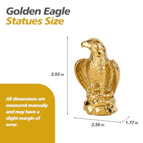 Golden Hawk Statue, Eagle Birds Figurine Home Decor, Modern Elegance Hawk Sculpture Office Home Decoration - Small Mini Wild Animal Gold Eagle for Desktop & Car Visit The Store - color: Gold