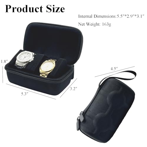 2 Slot Watch Travel Case for Men and Women Portable Single Watch Storage box and Organizer for Wristwatches and Smart Watches with 18CM Watches Cleaning Cloth(2 Slot) - size: 2 Slot