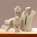 Necklace Display Bust, 9.8" high Beige Linen Jewelry Holder for Necklaces & Bracelets, Figure Display Stand for Jewelry Shop & Personal Makeup (25cm*14cm) - size: 9.8 x 5.5 inch
