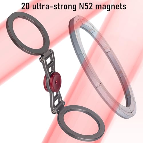 Magnetic Phone Stand & Fidget Spinner Combo– Hands-Free Holder for iPhone 12-17/MagSafe Cases – Dual Magnetic Rings, Strong Adhesion, Stress Relief Accessory for Home/Office/Travel/Gym