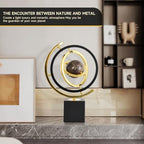 Modern Decorative Globe Sculpture, Black and Gold, Matel Base, Orbital Design, Contemporary Home Decor, Metal Art Piece