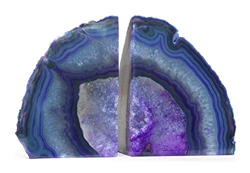 Purple Agate Geode Bookend (2-3.5 lb) - Natural Stone Bookend for Holding Books, iPads, and Kindles - color: Purple, size: 2 - 3.5 lb