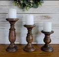 Candle Pillar Holder, Candle Holder Set of 3 Fall Wooden Candle Holder, Farmhouse Set for Table Centerpiece Home Decor-10,8,6 Inch
