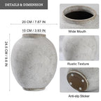 Large Textured White Ceramic Pottery Vase - 9.6'' Tall Rustic Farmhouse Round Vases for Home Decor, Big Decorative Terracotta Vase for Living Room, Fireplace, Table, Shelf - style: Modern Farmhouse Barn