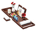 Premium Bamboo Bathtub Caddy Tray - Bath Tray - Bath Tub Tray Table for Bathtub - Expandable Size, Fits Most Bath Tubs - Brown - color: Brown