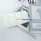 8" Porcelain Watercolor Palette - 14 Well Ceramic Artist Paint Palette with Mixing Tray for Painting and Craft Projects - color: White