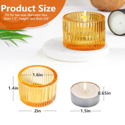 JOYIT Gold Votive Candle Holders Bulk Set of 24, Tealight Candle Holder for Wedding Table Centerpiece, Glass Small Candle Holders for Birthday Party, Valentine's Day, Home Decor (2''X 1.4'') - color: Gold