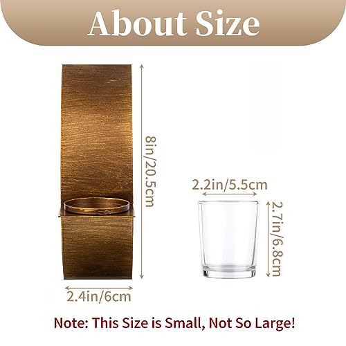 Sziqiqi Rustic Wall Candle Holder for Tealight Candles - Rustic Gold and Bronze Wall Mounted Candle Sconces Decorative Metal Wall Decor for Bathroom Hallway Entryway - color: Brushed Gold Bronze