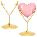 Gold 2 Pcs Heart Shape Metal Display Stand Adjustable Golden Rock Display Holder for Gemstones Minerals Agate Slabs Plates Seashell Sphere Crystal Ball Eggs Collectibles - color: Gold