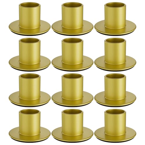 12 PCS Gold Candle Holders Bulk - Elegant Taper Candle Holders, Classic Gold Candlestick Holders for Table Centerpiece, Festive Christmas Mantel Display or Sophisticated Home Decor - color: Gold