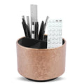 lizimandu Round Leather Art Supply Organizer,Remote Control Holder,360 Degree Spinning,Multi-Functional Pencil Holder,4 Compartments Desktop Stationary Organizer(1-Liuli Cooper) - color: 1-Liuli Cooper