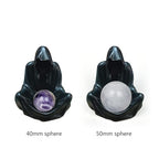 Black Goth Wizard Crystal Ball Stand Sphere Display, Natural Healing Feng Shui Glass Orb Holder Base Statue Decoration, for 30mm-50mm Sphere - style: Black Goth Wizard