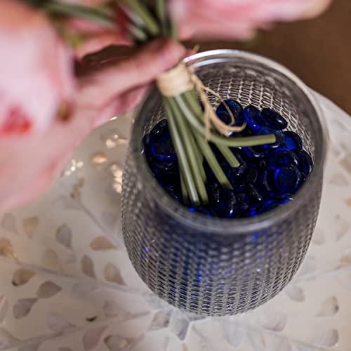 Galashield Flat Glass Marbles for Vases Cobalt Blue Glass Gems Beads Pebbles Vase Filler (5 LBS, Approx. 540 PCS) - color: Cobalt Blue, size: 5 LBS