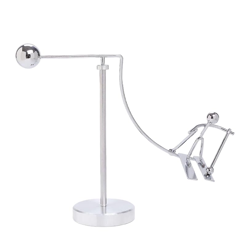Kinetic Fishing Sculpture - Fisherman & Bass Balancing Art - Unique Metal Balance Sculpture for Home or Office Decor (Ski Ornament) - style: Ski Ornament