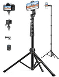 Phone Tripod, 71" Portable Cellphone Tripod Stand with Remote & Phone Holder, Camera Stand for iPhone, Compatible with Camera iPhone/Android Smartphone/Gopro - size: 71 inch