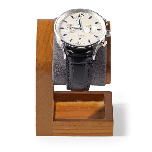 Single Watch Stand Display Solid Wood Jewelry Stand Display for Wristwatch Bracelet Bangle(Grey) - color: Grey