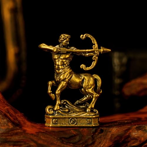 CHOVY Sagittarius – Sagittarius Archer Zodiac Brass Figurine – 100% Solid Handcrafted Retro Sculpture, Unique Desk Decor for Astrology Collectors - style: Sagittarius