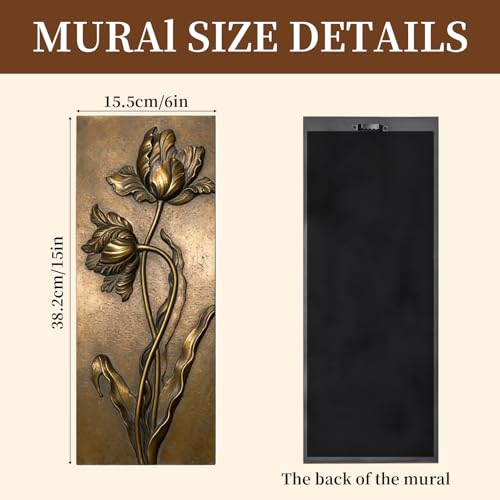 EvruCexul Vintage Floral Wall Sculpture, Antique Bronze Resin Wall Art with Ornate Botanical Design, Decorative Wall Plaque for Elegant Home Décor (Tulip) - style: Tulip