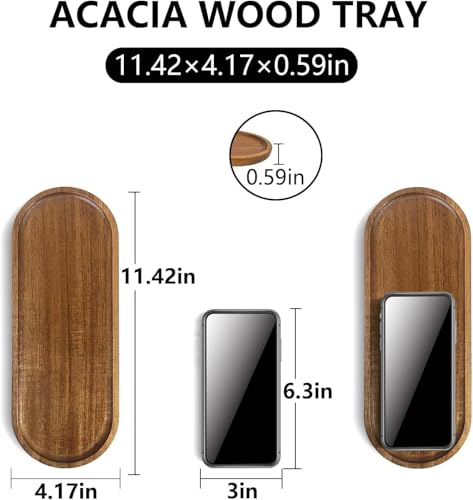 Solid Wood Serving Platters and Trays of Natural Wood with Edge,Rectangular Avoid Sliding and Spilling Food (Acacia Oval Platters 6 Pack) - color: Acacia Oval Platters 6 Pack