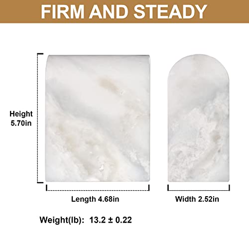 Koville African Natural Marble Bookends for Shelves, Non-Slip Book Ends, 13LBS Ultra Heavy Duty Marble Book Holder Organizer, Apartment Decor for Movies/CD/Video Games(Namib Fantasy) - color: White Marble-namib Fantasy, size: 13lb