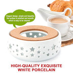KAYCROWN Teapot Warmer, Ceramic Tea Warmer for Teapot, Tealight Warmer with Tealight Holder for Heating Coffee Milk Tea Warmer, Teapot Heater (White)