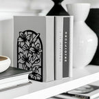 Peacoblue Metal Bookends for Shelves, Modern Decorative Heavy Duty Study Book Support Stoppers for Office, Desk, Shelf, Room 5.3"x4.3"x7.9" Cast Iron Simple Tall Bookends, 1 Pair (Lily Flower) - style: Lily Flower