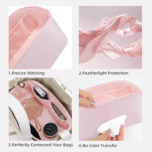 DGAZ Silk Purse Organizer Insert Fits Dior Toujours Bags，Silky Smooth Bag Organizer，Luxury Handbag & Tote Shaper(Pink,Toujours L) - color: Pink, size: Large