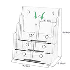 zavekia 3 Tier Acrylic Brochure Holder 8.5 x 11 inch, Clear Literature Organizer Magazine Stand with Removable Divider for 4 x 9 inch Brochures,Magazine Holder,Flyer Holder