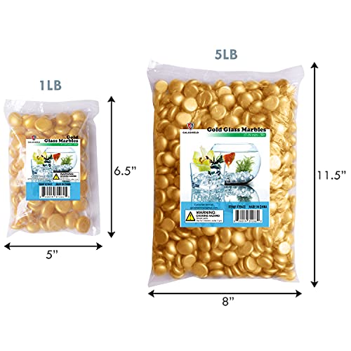 Galashield Flat Glass Marbles for Vases Gold Glass Gems Beads Pebbles Vase Filler (1 LB, Approx. 105 PCS) - color: Gold, size: 1 LB