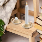 Cabilock Candle Holder Ceramic Candle Holder Ceramic Candlestick Holder Nordic Style Taper Candle Stand Candle Burning Display Holder Desktop Ornament for Home Wedding Party（2 pcs）