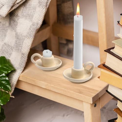 Cabilock Candle Holder Ceramic Candle Holder Ceramic Candlestick Holder Nordic Style Taper Candle Stand Candle Burning Display Holder Desktop Ornament for Home Wedding Party（2 pcs）