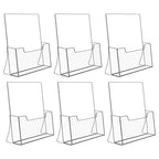 NIUBEE 6 Pack Acrylic Brochure Holder 8.5 x 11 inches, Clear Acrylic Literature Holder Plastic Flyer Display Stand, Acrylic Countertop Organizer for Magazine, Pamphlet, Booklets, Menu, Journals - size: 8.5" x 11", style: 6 Pack