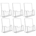 NIUBEE 6 Pack Acrylic Brochure Holder 8.5 x 11 inches, Clear Acrylic Literature Holder Plastic Flyer Display Stand, Acrylic Countertop Organizer for Magazine, Pamphlet, Booklets, Menu, Journals - size: 8.5" x 11", style: 6 Pack