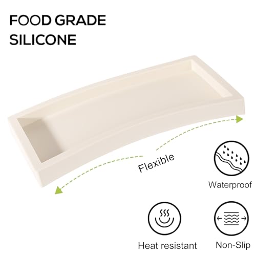 Bathroom Tray, Small Vanity Tray Silicone Soap Dish Sponge Holder Kitchen Sink Organizer Bathroom Accessories for Countertop, Toilet, Shower - Beige - color: Beige, size: 7.9" x 4.0"
