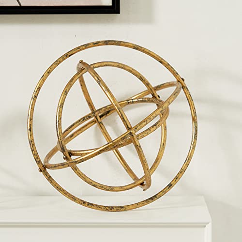 HLQMFHT 8 inches-Golden Iron Sphere,Foldable Geometric Sculpture Decorative Sphere,Tabletop Decorations for Living Room, Study，Bedroom，Modern Home Decor Accents - color: Gold-b